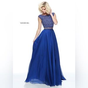 Sherri Hill Size 8 Two Piece Royal Blue Prom Dress